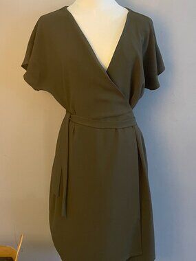 Bobeau Olive Green Wrap Dress Size M